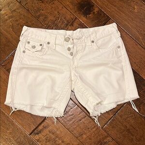 Women's White Denim Shorts by True Religion